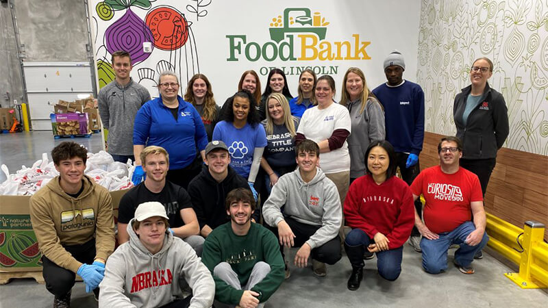 Group photo of students at volunteer event