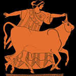 Classical illustration of woman and animal