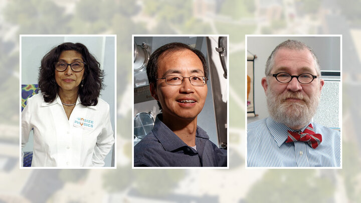 Shireen Adenwalla and Xiaoshan Xu of physics and astronomy and Stephen Lahey of classics and religious studies