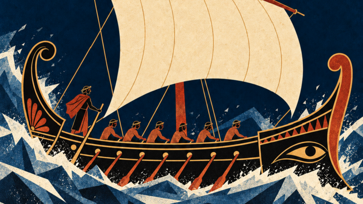 Illustration of the ship from The Odyssey