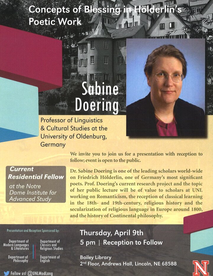 Concepts of Blessing in Holderlin's Poetic Work. Sabine Doering Professor of Lingguestics and Cultural Studies at the University of Oldenburg, Germany